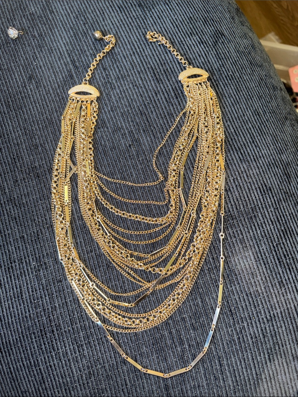 18- vintage Gold Multi-Strand Statement Necklace - Women Jewelry